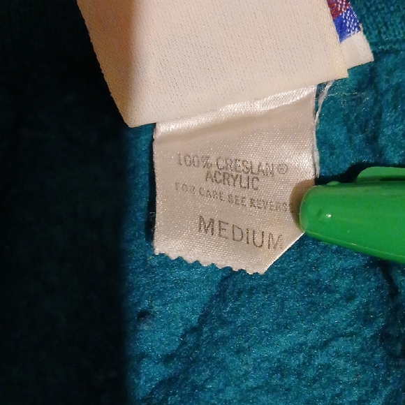 Vintage Teal Zip-Up Jacket with White Accents - Picture 3 of 4